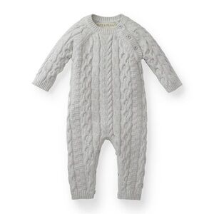 Elegant Gray Cable Knit Baby One Piece